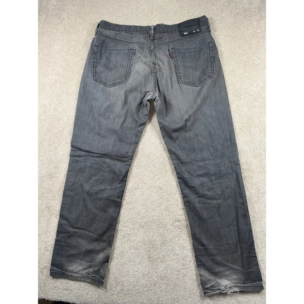 Levi's 514 Straight Fit Jeans Men 34x32 Gray Denim Mid Rise Medium‎ Wash Outdoor